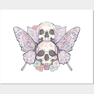 Butterfly skulls Posters and Art